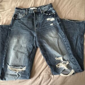 KanCan Blue Distressed Wide Leg Jeans